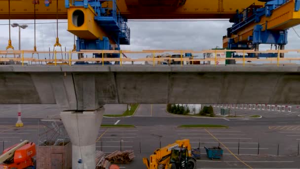 Montreal Kanada Října 2021 Staveniště Nové Automatizované Lehké Železniční Sítě — Stock video