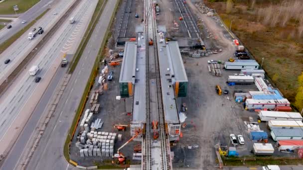 Montreal Canadá Novembro 2021 Construção Estação Fairview Nova Rede Ferroviária — Vídeo de Stock