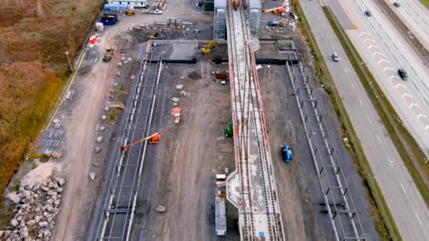 Montreal Canada November 2021 Construction Site Fairview Station New Automated — Stock Video