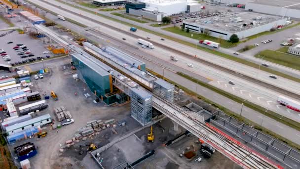 Montreal Kanada 2021 Výstavba Stanice Fairview Nové Automatizované Lehké Železniční — Stock video