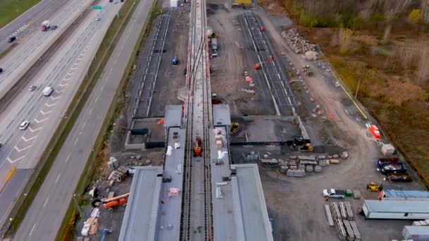 Montreal Kanada 2021 Výstavba Stanice Fairview Nové Automatizované Lehké Železniční — Stock video