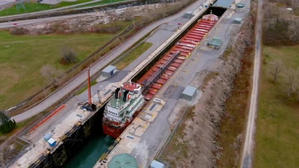 Beauharnois Salaberry Québec Kanada Listopadu 2021 Samonakládající Loď Připravuje Přeplutí — Stock video