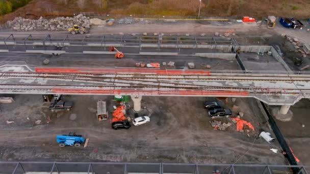 Montreal Kanada November 2021 Automatizált Könnyűvasúthálózat Fairview Pályaudvarának Építési Területe — Stock videók