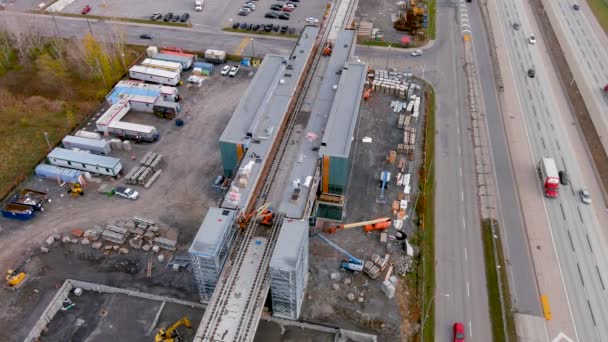 Camera Drone Ultra Definition Aerial View Construction Site Fairview Station — Stok Video