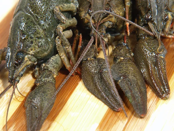 Surowy crawfishes na desce. — Zdjęcie stockowe