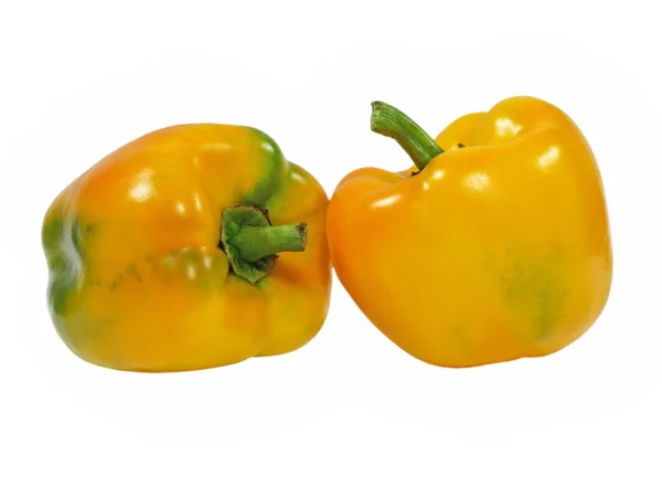 Two ripe yellow peppers.Isolated. — Stock Photo, Image