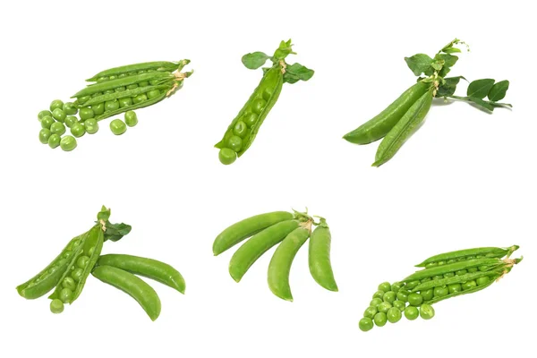 Set van groene peas.isolated. — Stockfoto