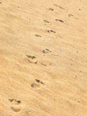 Sarı kum üzerinde insan izleri.