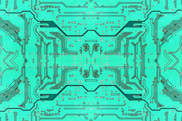 Green symmetrical electronic microcircuit.Background. — Stock Photo, Image