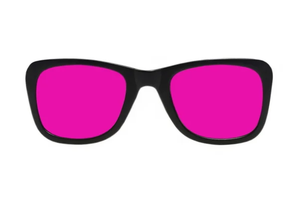 Růžové brýle v černém rámu brát detail. — Stock fotografie
