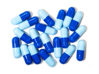 uyuşturucu capsule.isolated mavi.