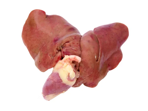 Raw poultry offal hearts and liver.Isolated. — Stock Photo, Image