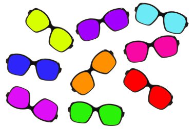 çok renkli glasses.isolated kümesi.