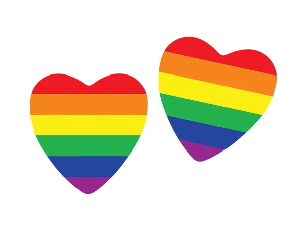 Gay pride flag.isolated yapılan iki kalp. — Stok fotoğraf