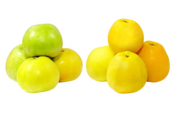 Two heaps of ripe apples.Isolated. — Stock Photo, Image