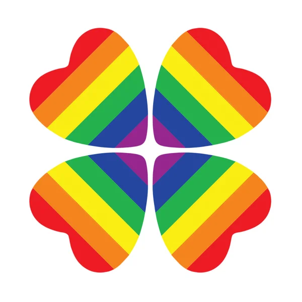 Blomma från fyra hjärtan med gay pride flaggan inside.isolated — Stockfoto