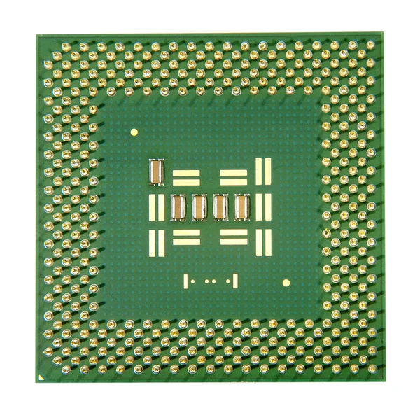 Chip processore del computer isolato su sfondo bianco . — Foto Stock