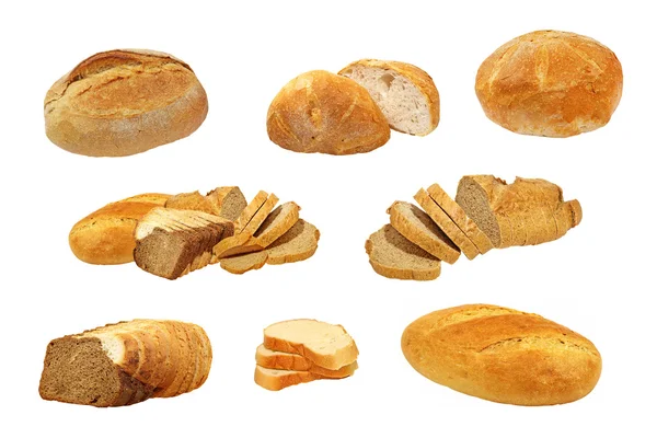 Set of appetizing fresh bread.Isolated. — Stock Photo, Image