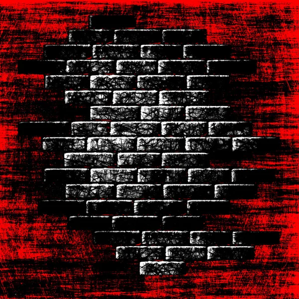 Grungy sfondo astratto rosso con mattoni scuri all'interno . — Foto Stock