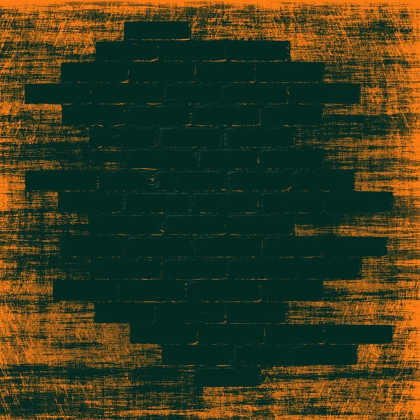 Oranje grungy abstracte achtergrond met zwarte bakstenen binnen. — Stockfoto