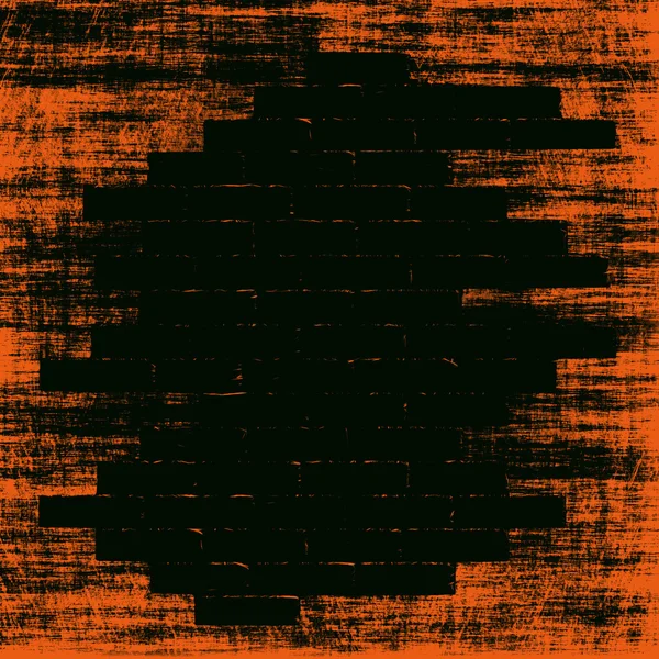 Nieczysty pomarańczowy streszczenie tło z czarnej cegły kształtu wewnątrz — Zdjęcie stockowe