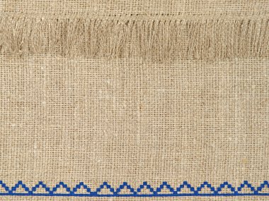 doğal çamaşır doku deseninin saçak ile.