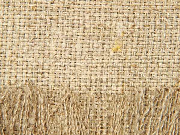 Textura de linho natural com franja tomada closeup.Background . — Fotografia de Stock