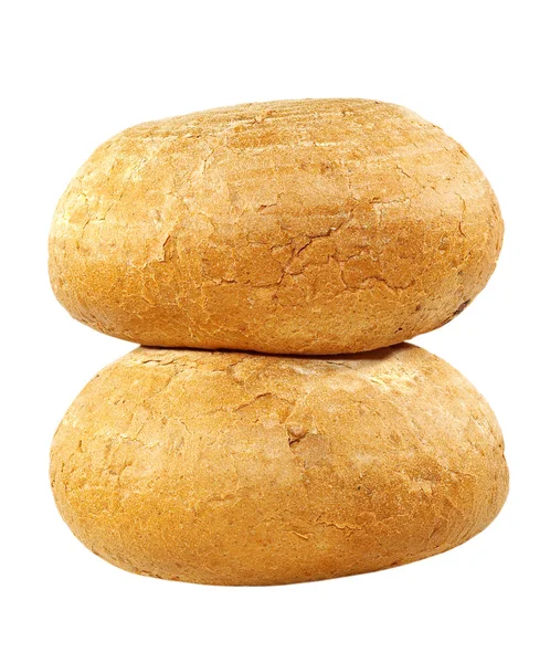 Pile of two warm crunchy bread.Isolated. — Stock Photo, Image