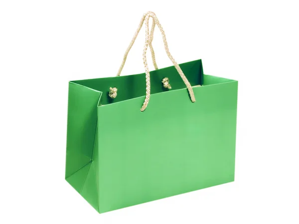 Empty green shopping bag.Isolated. — Stock Photo, Image