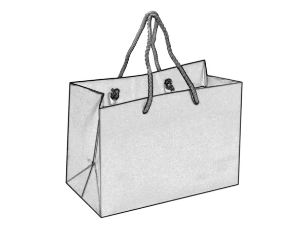 白い背景に分離白黒空ショッピング バッグ. — ストック写真