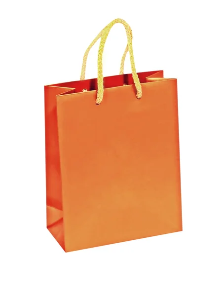 Shopping bag arancione vuoto.Isolato . — Foto Stock