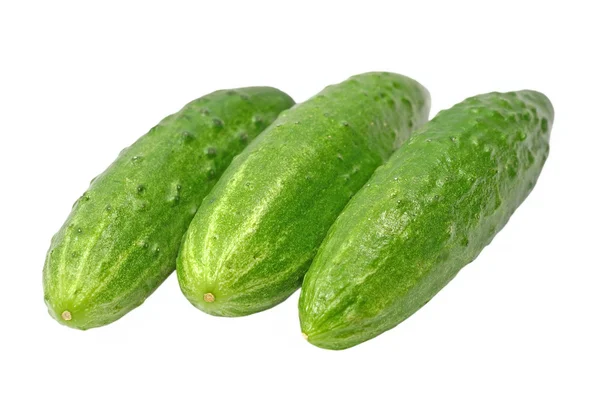 3 익은 녹색 cucumbers.isolated. — 스톡 사진