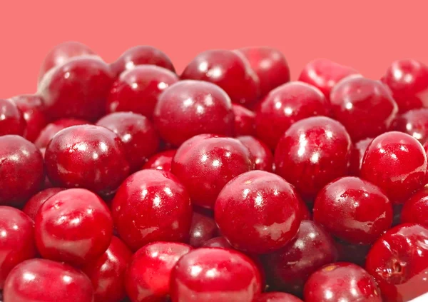 A lot of cherry berries taken closeup.Food background. — Stock Photo, Image