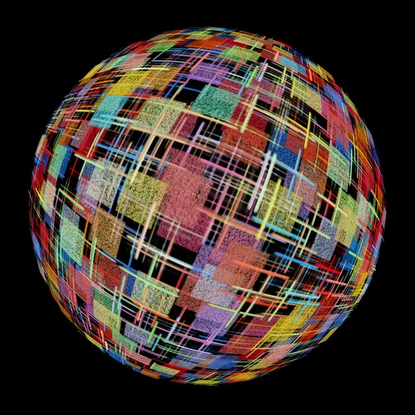 Multicolored abstract globe silhouette on black background. — Stock Photo, Image