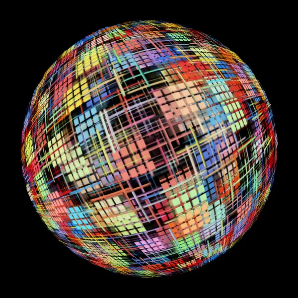 Abstract Multicolored globe silhouette on black background. — Stock Photo, Image