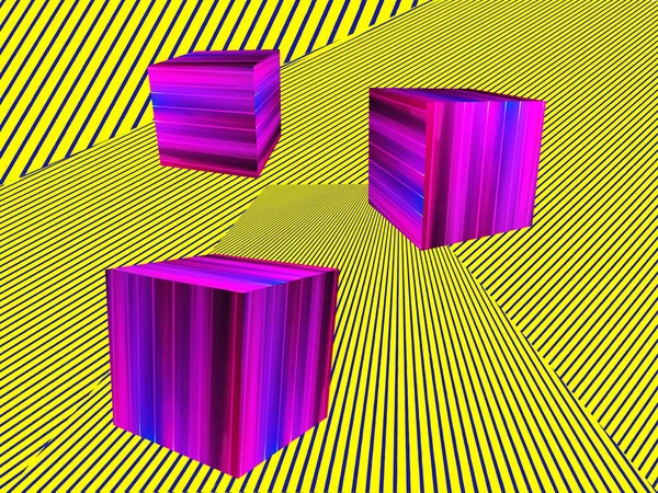 Astratto Moderna Illustrazione Isometrica Sfondo Forma Cubetti Rosa Modello Strisce — Foto Stock