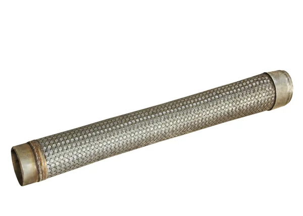 Flexibel Metall Slang Isolerad Vit Bakgrund — Stockfoto