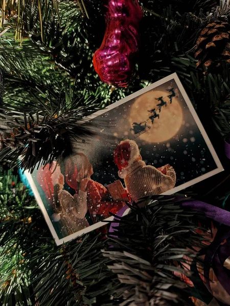 New Year's card, Christmas tree decoration and Christmas card