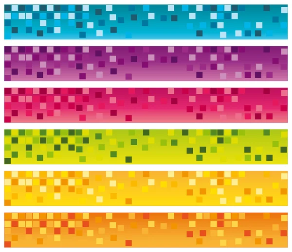 화려한 모자이크 배너 설정. 728 x 90 상업적인 사용을 위해입니다. 벡터 컬렉션. — 스톡 벡터