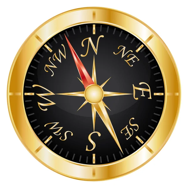 Golden compass icon. Vector illustration. — Stock Vector