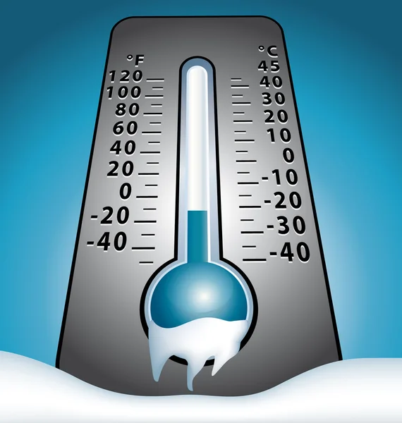 Vintern frusna termometer i snö vector — Stock vektor