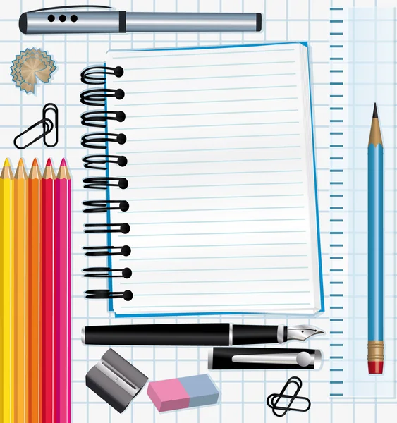 School supplies background. vector illustration. — Stock Vector