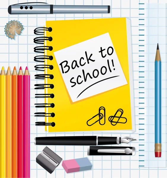 Back to school! School supplies vector illustration. — Stock Vector