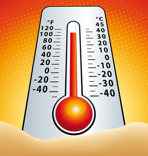 Hotness thermometer in the sand vector illustration — Stock Vector