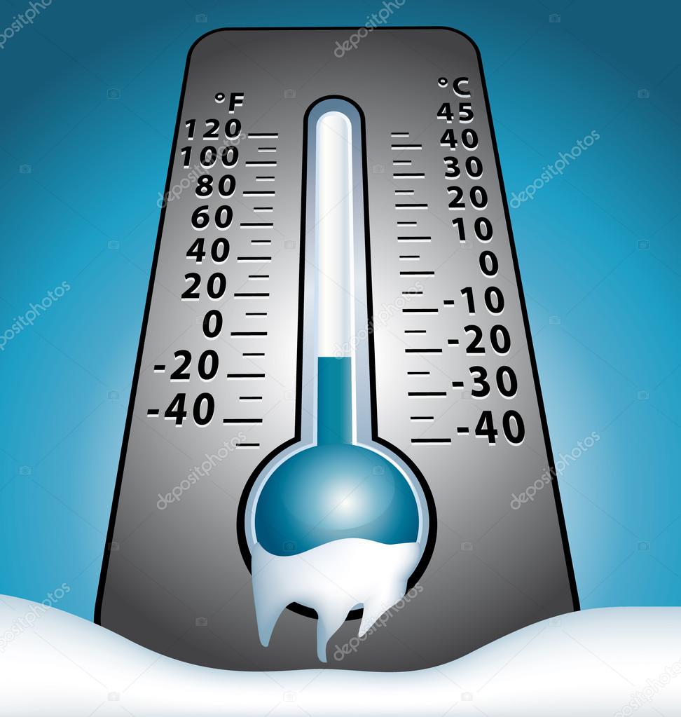 Winter frozen thermometer in snow vector