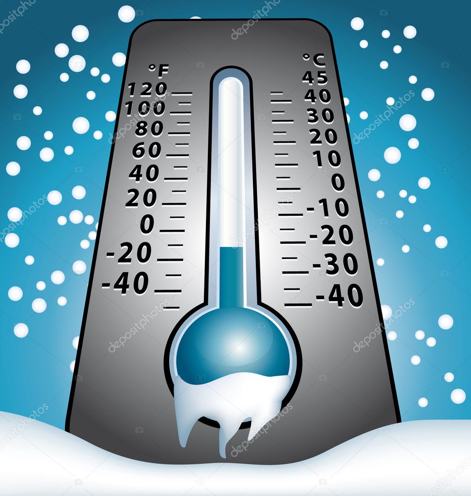 Winter frozen thermometer under snow vector