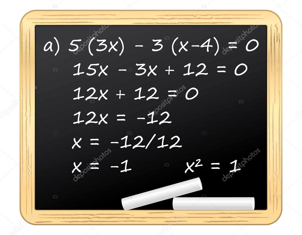 Mathematical equation on a blackboard. Vector illustration.