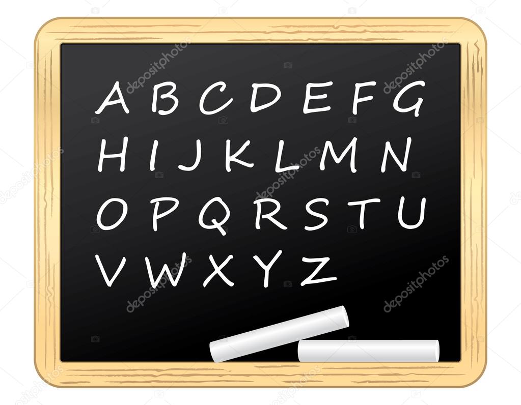 Alphabet on a blackboard. Vector illustration.