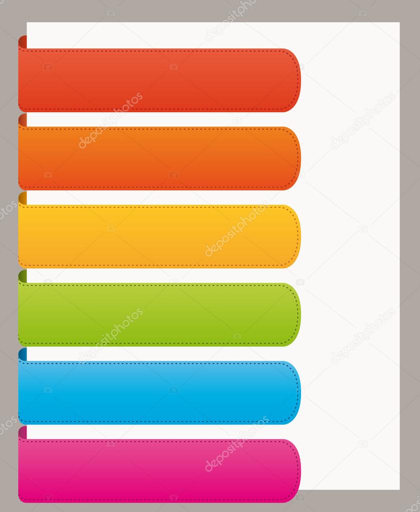Large and colorful bookmarks ribbons set for website or commercial use. Vector collection.