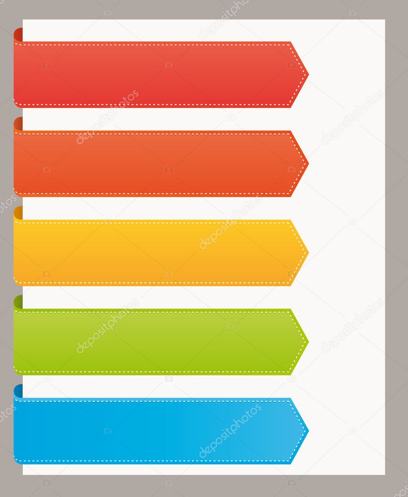 Colorful bookmarks banners for titles. Vector template set.